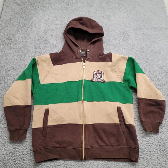 South Pole Jacket Mens Large Brown Tan Green Y2k 90s Vintage Spellout‎ Hip Hop - Picture 2 of 11